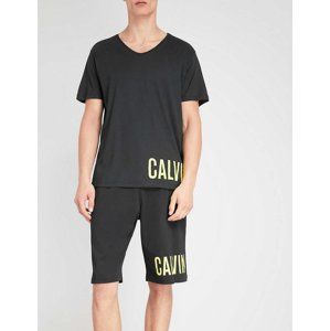 Calvin Klein pánské černé tričko s výstřihem do V - XL (1)